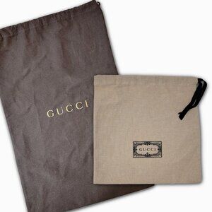 Gucci Logo Drawstring Dust Bag Bundle (2) Brown & Beige